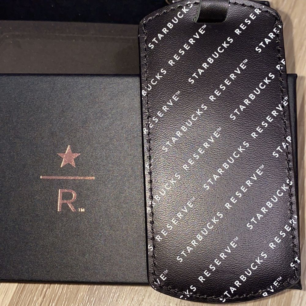 Starbucks travel coffee reserve luggage tag repeat logo black ID card holder nwt